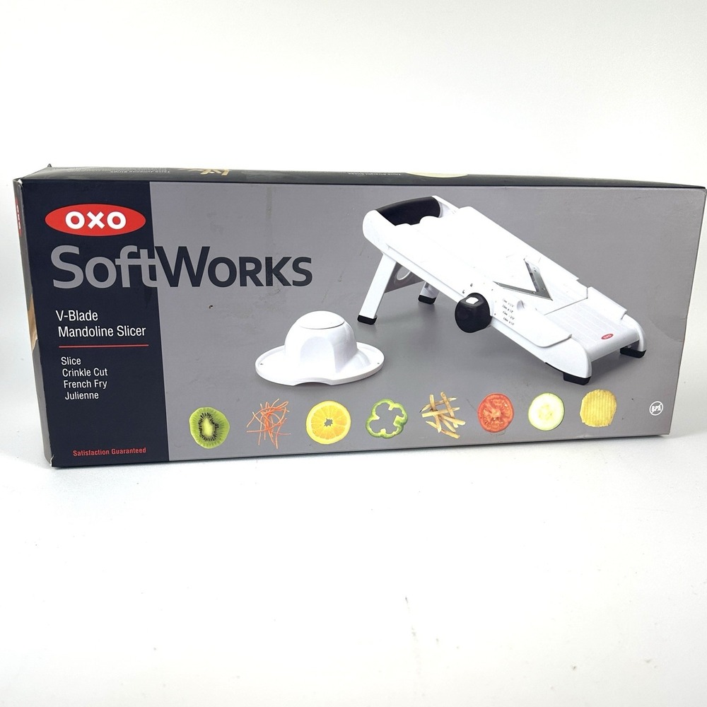 OXO SoftWorks Stainless Steel V-Blade Mandoline Slicer W/box And Manual